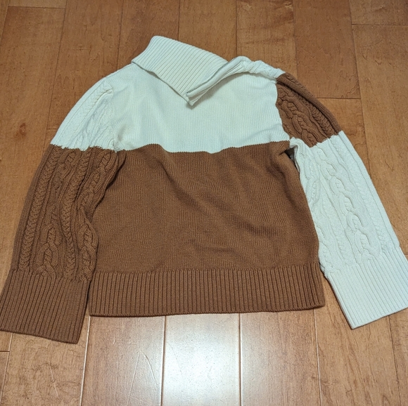 Petite Studio French Style Rowen Wool Sweater - Ivory & Caramel - Picture 7 of 8